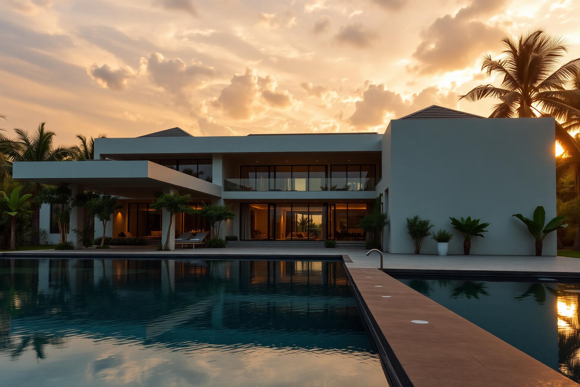 Luxury estate at golden hour